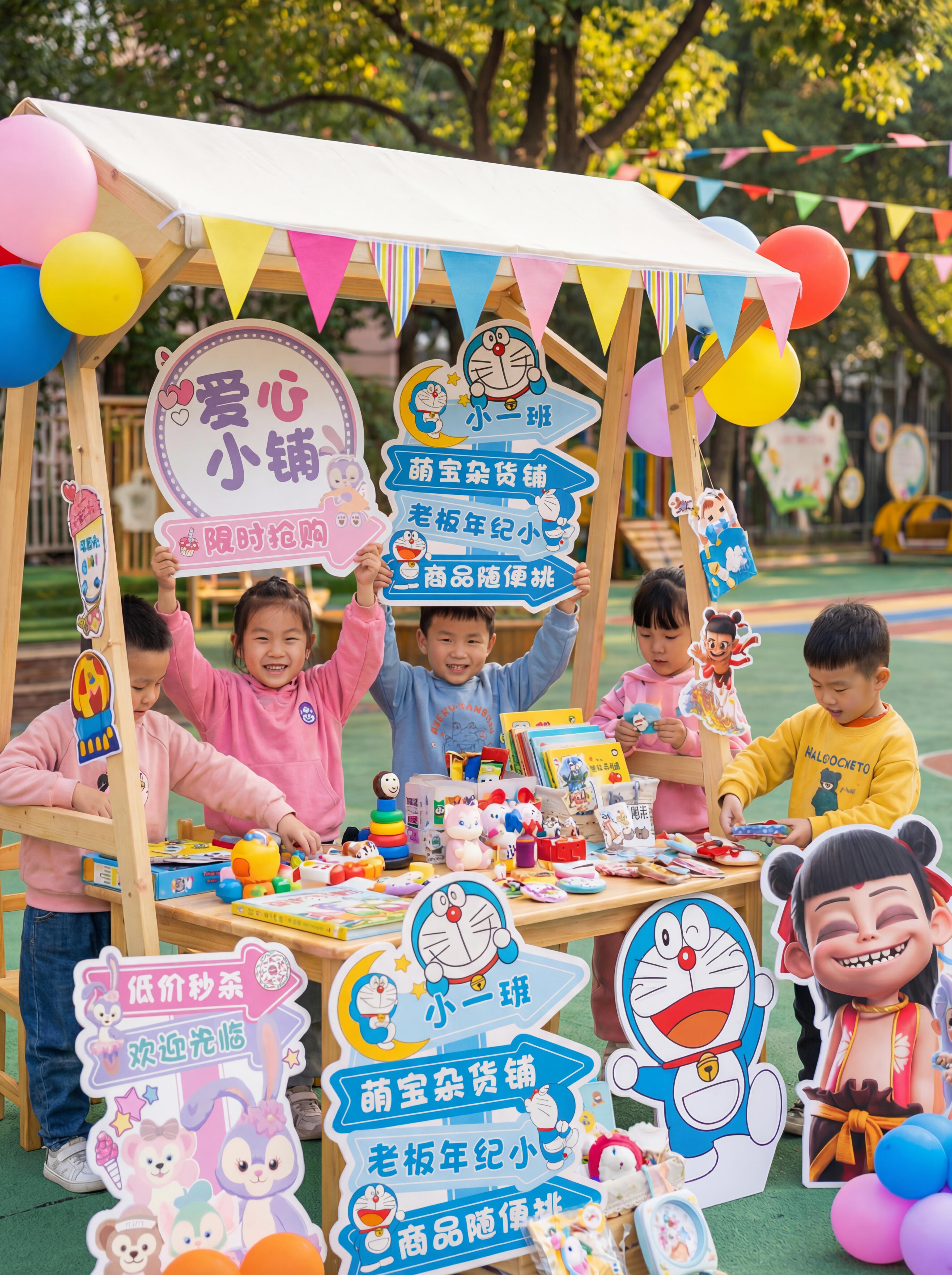 孩子自主经营摊位场景